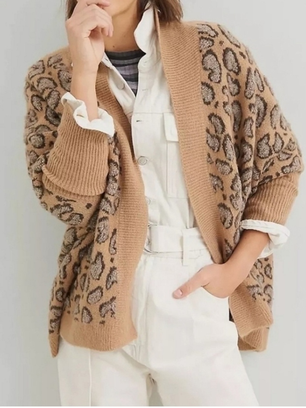 Anthro Akemi + Kin Hadley Knit Kimono Camel Open Front Ribbed Sleeves One Size